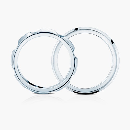 Obrączki partnerskie Sign of Love®: białe złoto, półokrągła 3,5mm i płaska 5,5mm